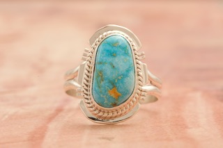 Genuine Kingman Turquoise Sterling Silver Native American Ring